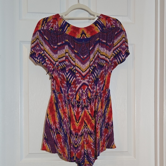 Free People Purple Red Blue Dream All Night Romper Size XS - Picture 7 of 9
